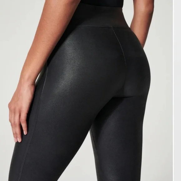 SPANX Shape Faux Leather Leggings Size Small - Picture 3 of 8